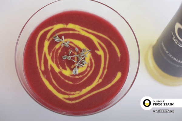 Beetroot gazpacho with mango vinaigrette 