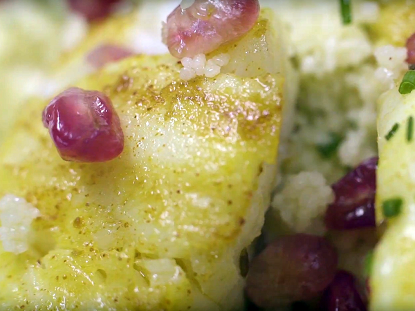 Marinated codfish with pomegranate