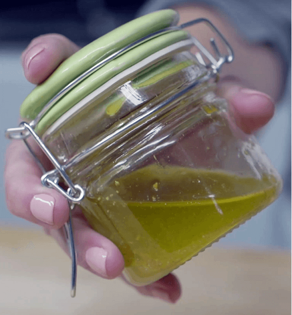 Orange vinaigrette in a jar 