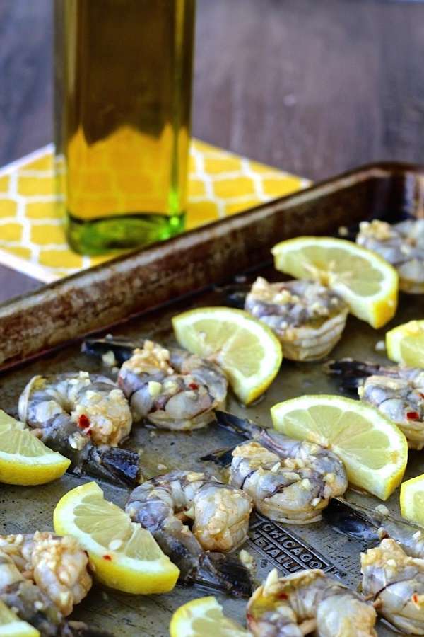 Grilled Garlic Shrimp Skewers with Parsley Oil