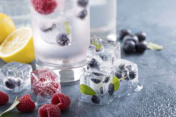 Ice cubes with fruit inside