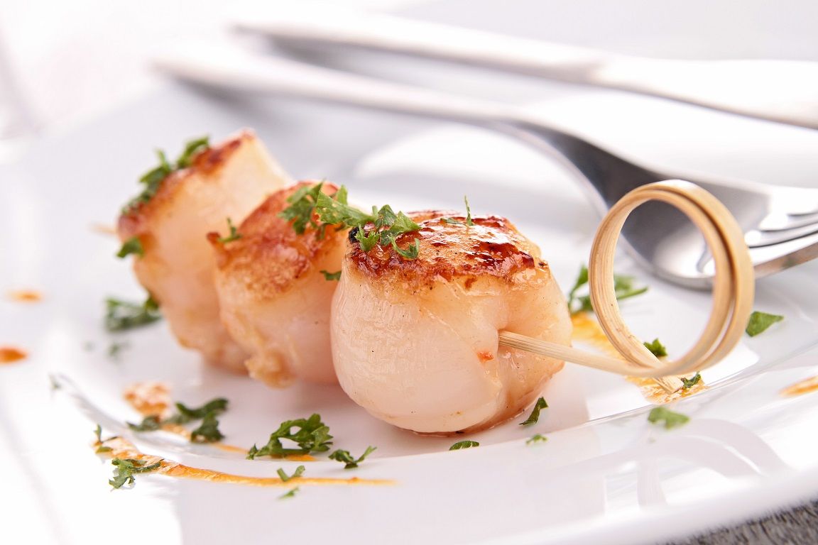 Grilled Scallops with LemonHerb Drizzle Olive Oils from Spain