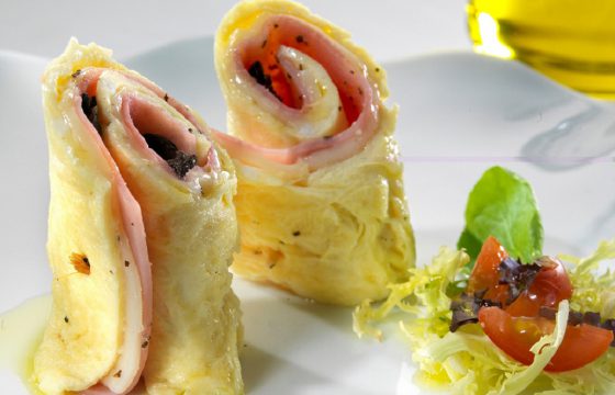 Ham and cheese omelette roll