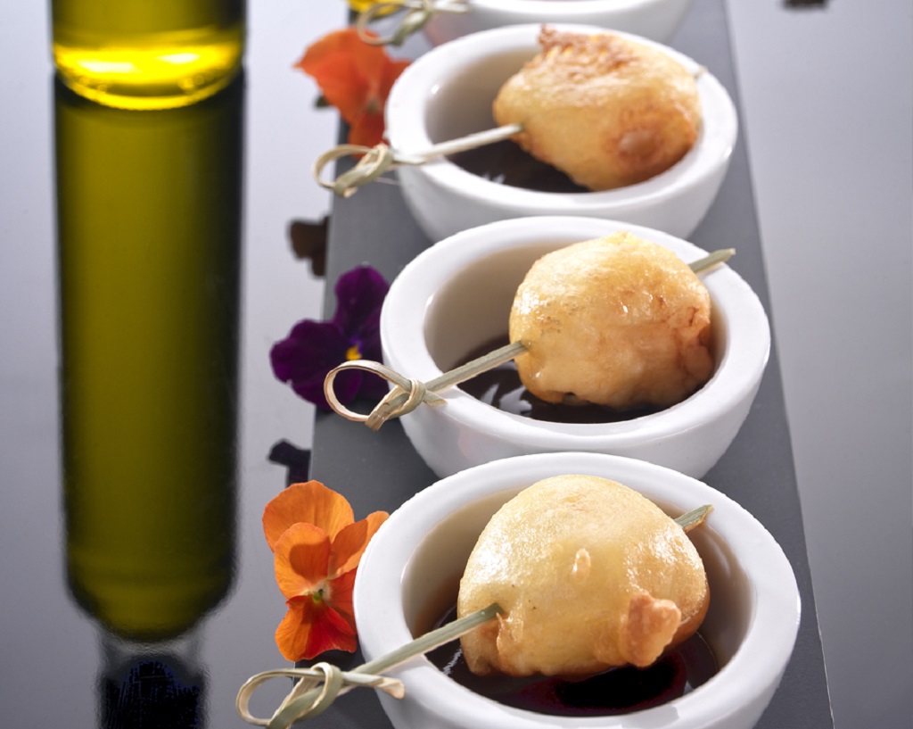 Orly scallops with a sweet and sour sauce Olive Oils from Spain