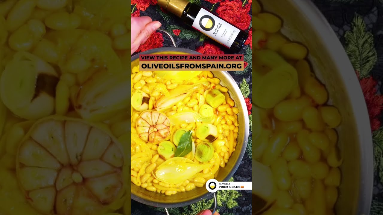 Bean confit with lemon, saffron and onion Olive Oils from Spain